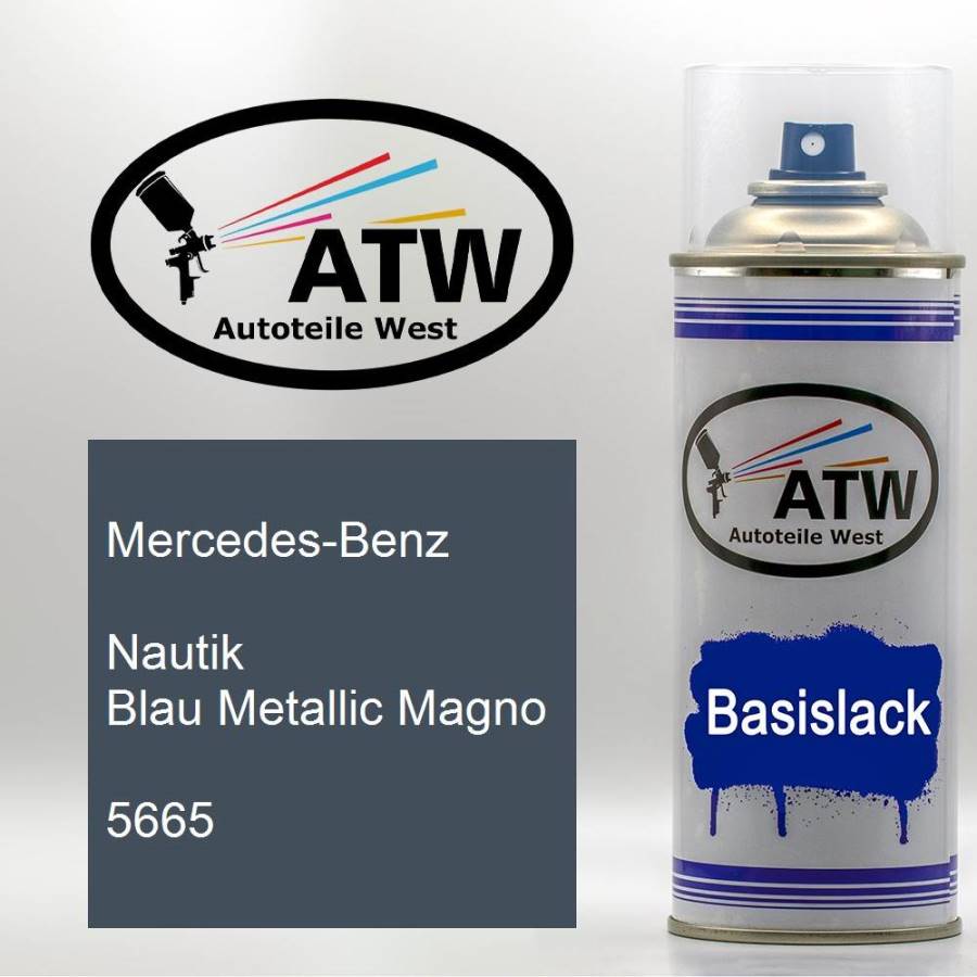 Mercedes-Benz, Nautik Blau Metallic Magno, 5665: 400ml Sprühdose, von ATW Autoteile West.
